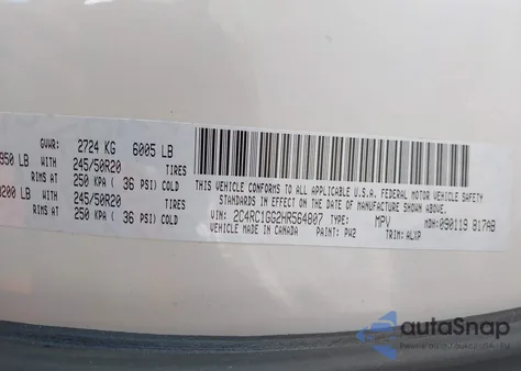 2017 Chrysler Pacifica Limited from USA, damaged, VIN 2C4RC1GG2HR564807